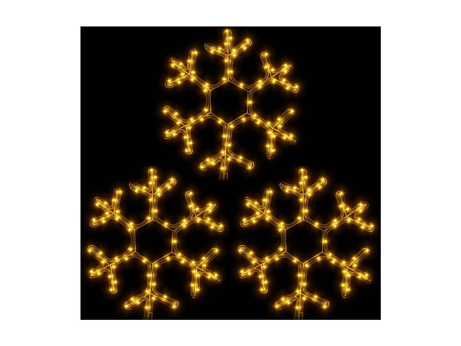 Fiocchi di neve natalizi con LED 3 pz Bianco caldo 38x37 cm