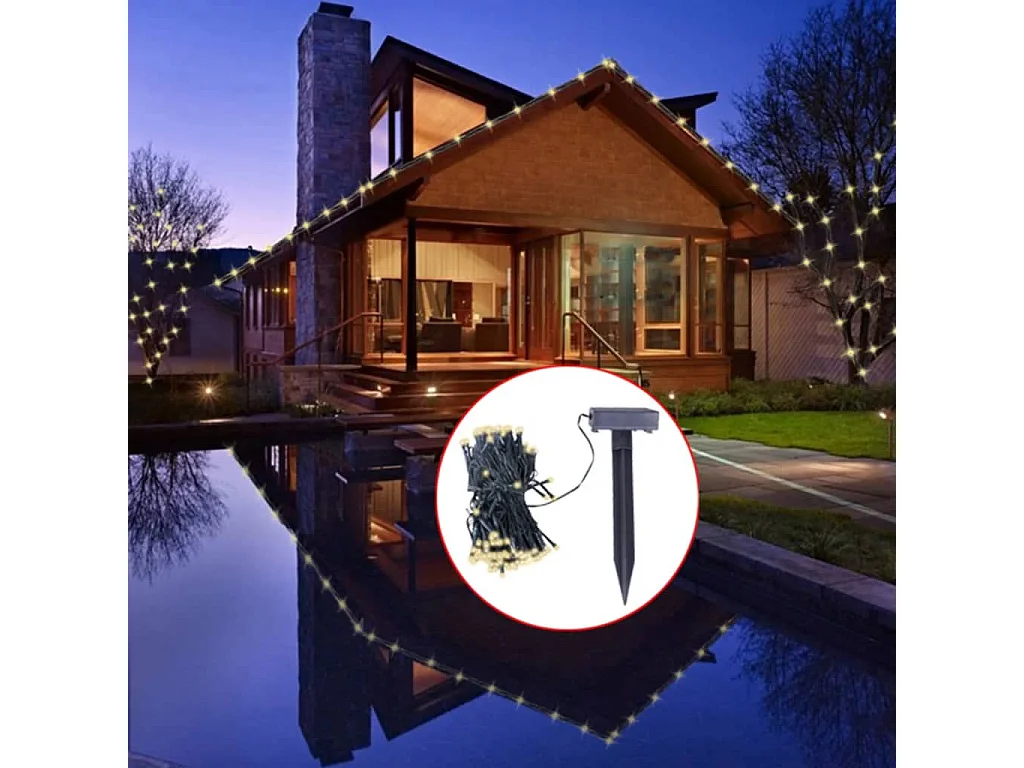 Guirlande lumineuse solaire LED blanc chaud Décoration de Noël