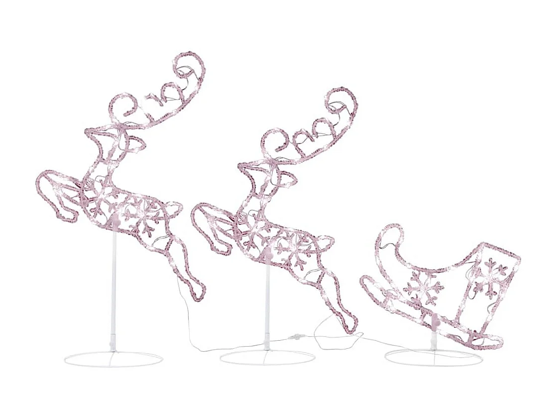 Reno/trineo Flying Christmas Acrílico 260x21x87cm Blanco cálido