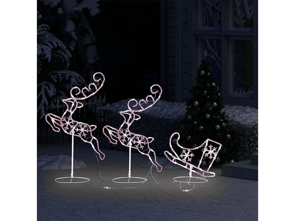 Reno/trineo Flying Christmas Acrílico 260x21x87cm Blanco cálido