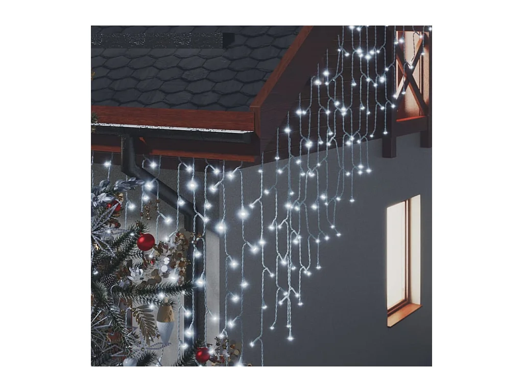 LED-Lichtervorhang Eiswürfel 10m 400LED Kaltweiß 8 Funktionen