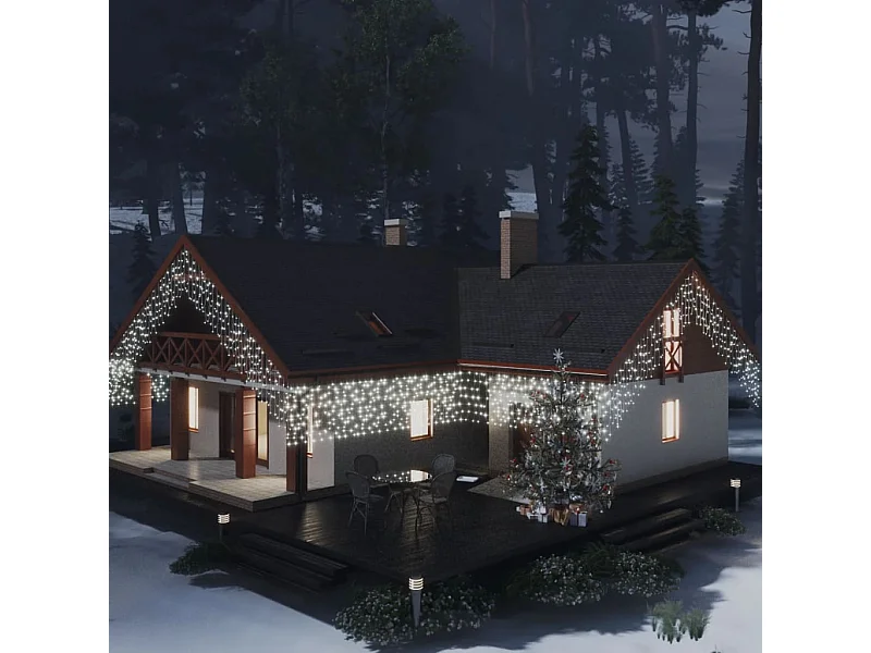 Rideau lumineux à glaçons LED 10m 400LED Blanc froid 8fonctions