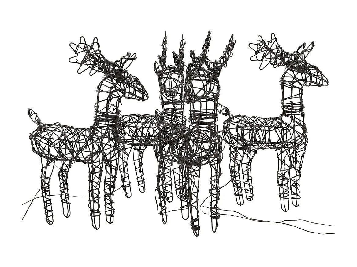 Decorazioni natalizie 4 pezzi renne 160 LED in rattan bianco caldo