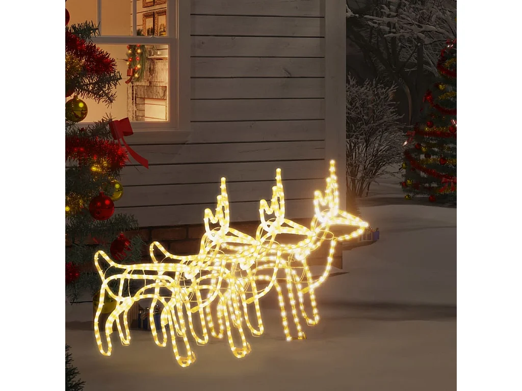 Renne di Natale 3 pz Bianco caldo 60x30x60 cm