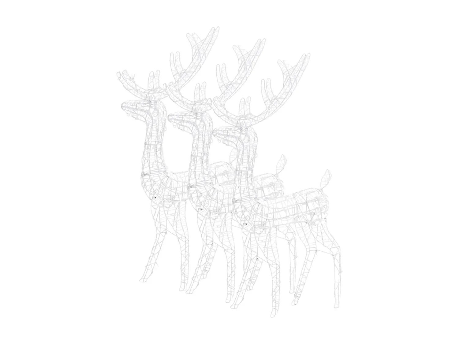 Adornos navideños de renos Acrílico 3 piezas 120 cm Blanco cálido