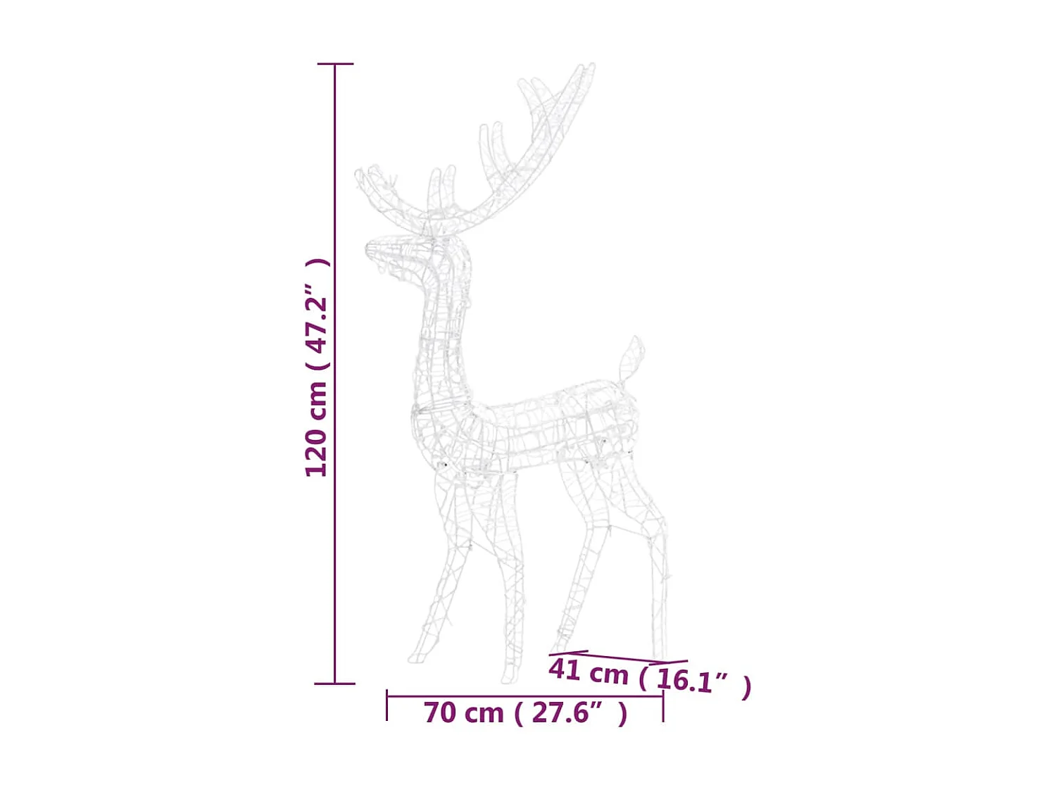 Adornos navideños de renos Acrílico 3 piezas 120 cm Blanco cálido
