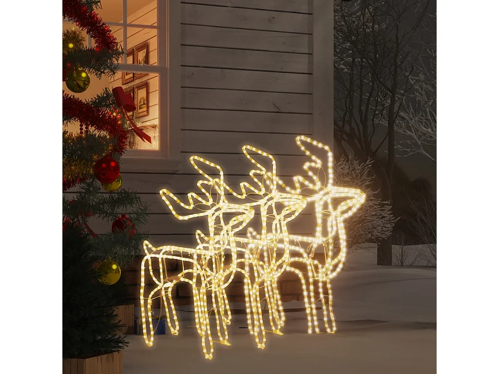 Reno navideño 3 piezas Blanco cálido 76x42x87 cm