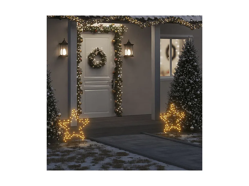 Decoração de luz estrela de Natal com 80 estacas de LED 60 cm