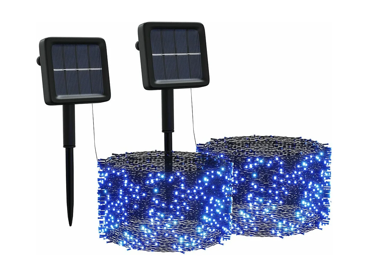 Lampes solaires 2 pcs 2x200 LED Bleu Intérieur Extérieur