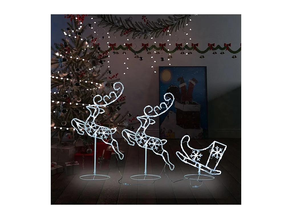 Renne/slitte volanti di Natale Acrilico 260x21x87 cm Bianco freddo
