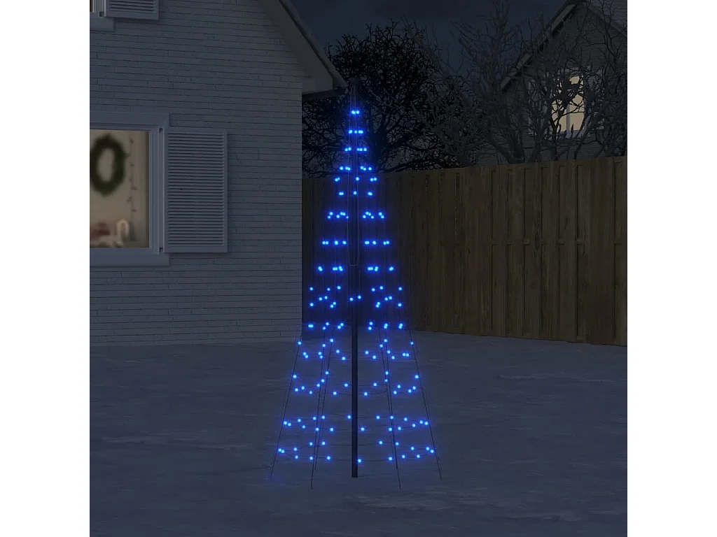 Albero di Natale illuminato su asta portabandiera 200 LED blu 180 cm