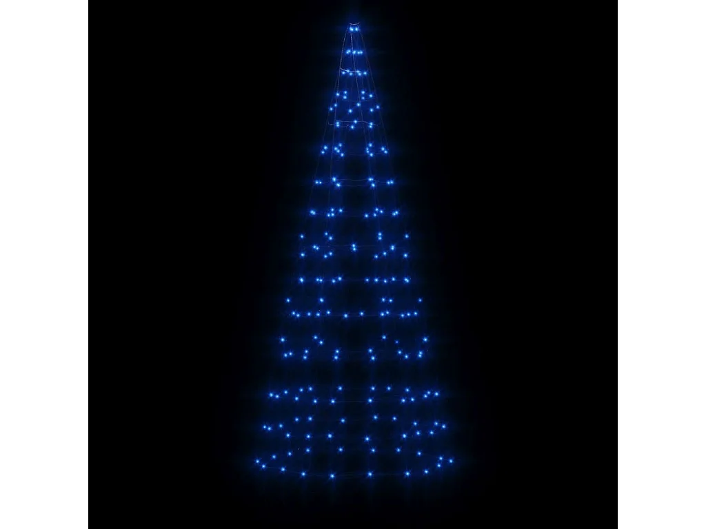 Albero di Natale illuminato su asta portabandiera 200 LED blu 180 cm