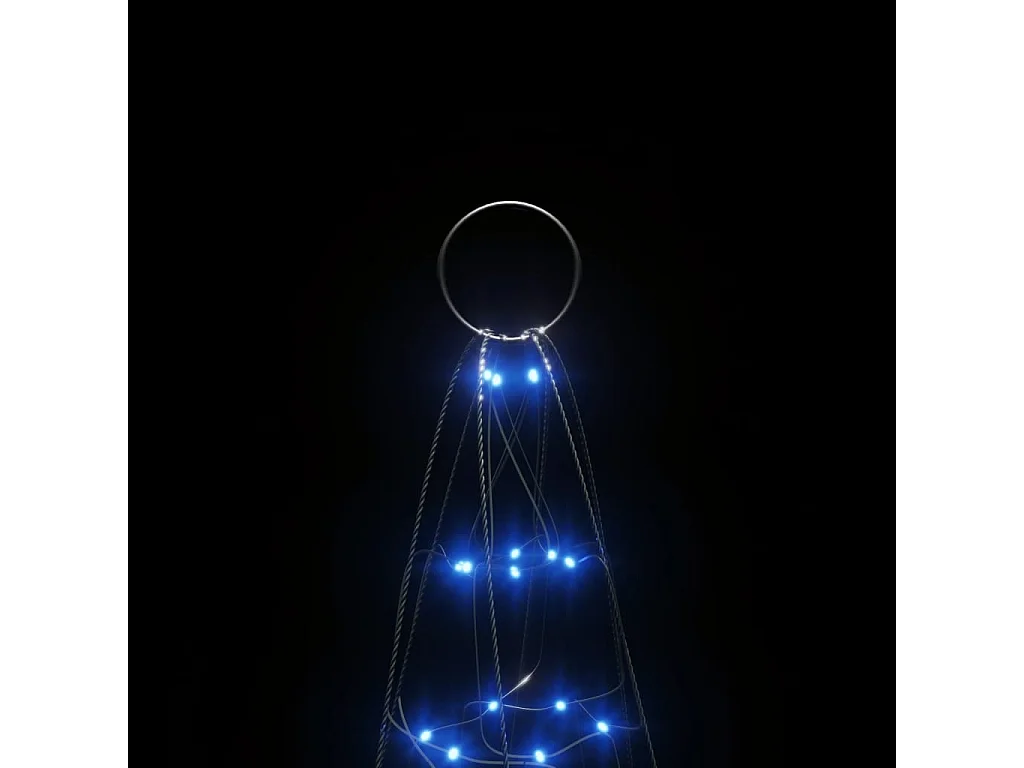 Albero di Natale illuminato su asta portabandiera 200 LED blu 180 cm