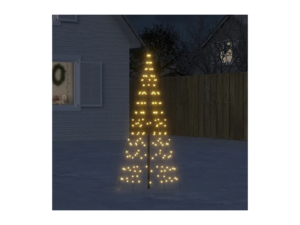 Albero di Natale illuminato su asta portabandiera 200 LED bianchi 180 cm