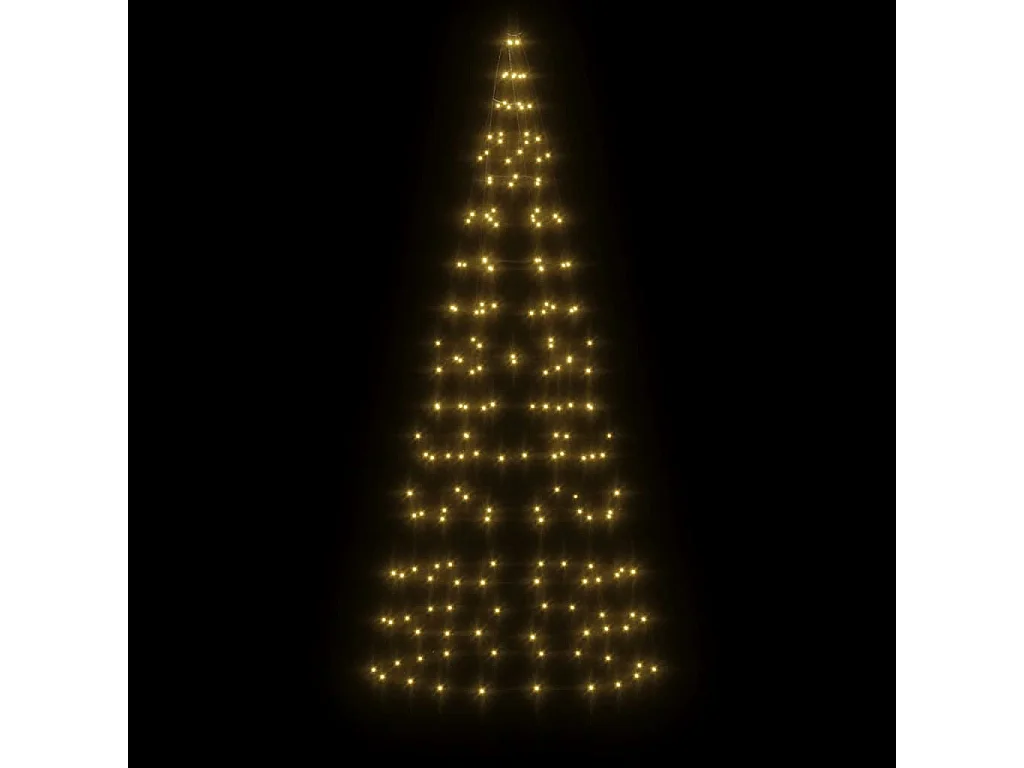Albero di Natale illuminato su asta portabandiera 200 LED bianchi 180 cm