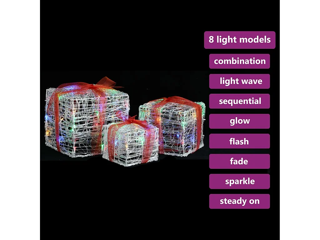 Boîtes-cadeaux de Noël décoratives 3 pcs Acrylique colorées