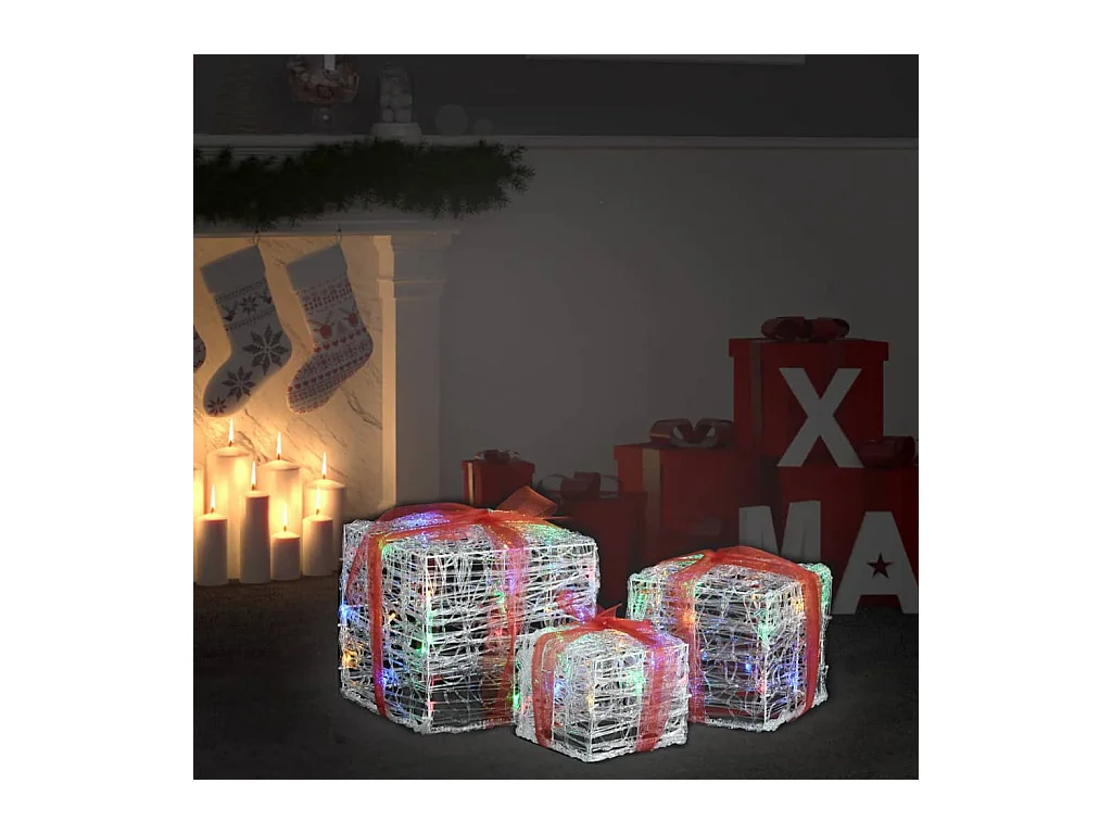 Decoratieve kerstcadeaudozen 3 stuks Kleurrijk acryl