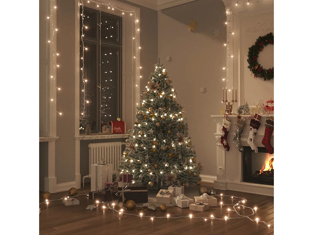 Guirlanda de LED com 1000 LEDs brancos quentes 100 m PVC