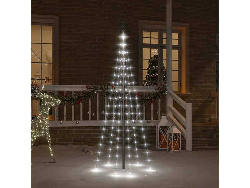 Weihnachtsbaum am Fahnenmast 108 LED Kaltweiß 180 cm