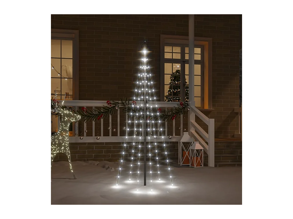 Albero di Natale su asta portabandiera 108 LED Bianco freddo 180 cm