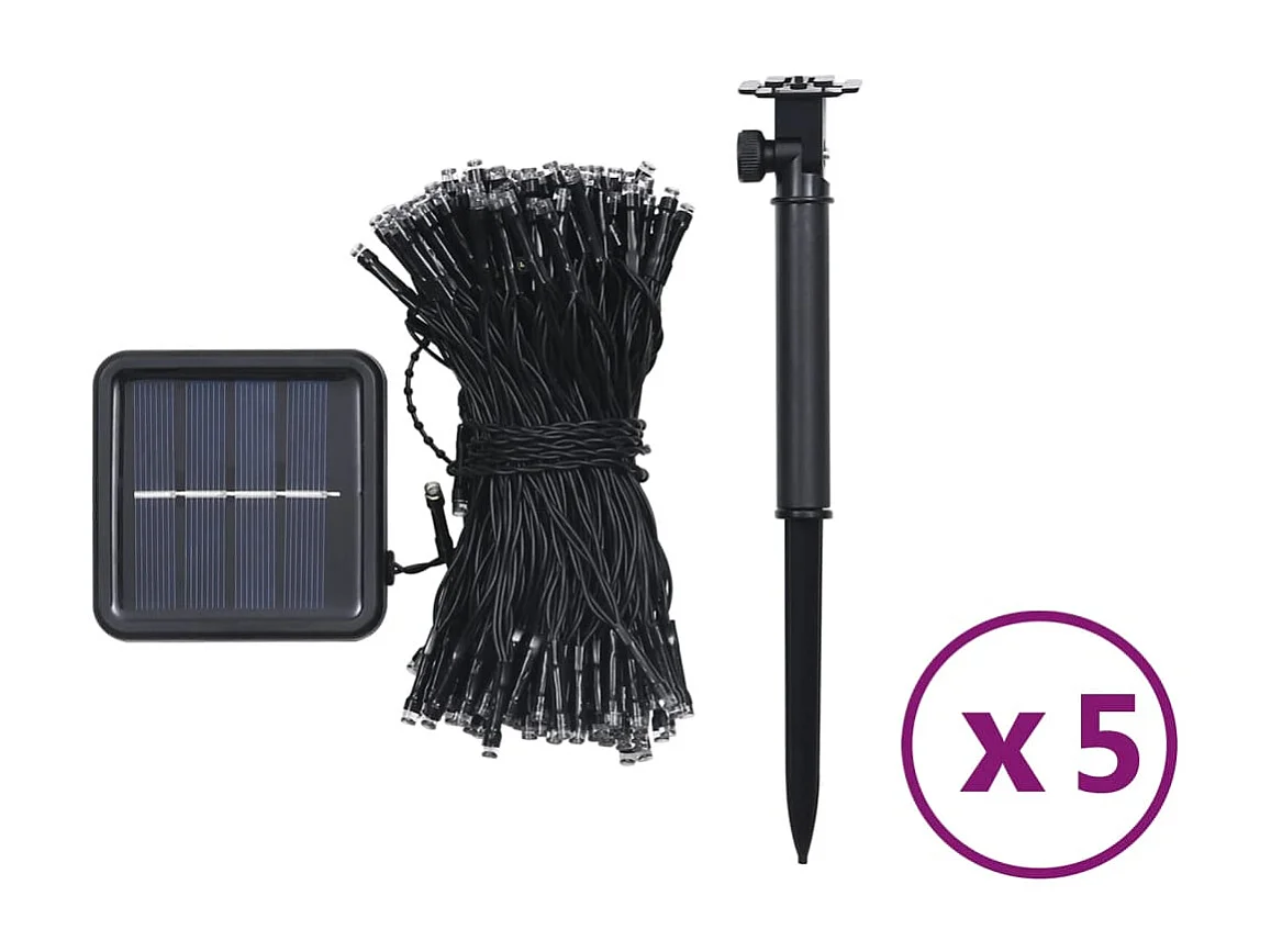 Luci solari 5 pz 5x200 LED Bianco caldo Interni Esterni