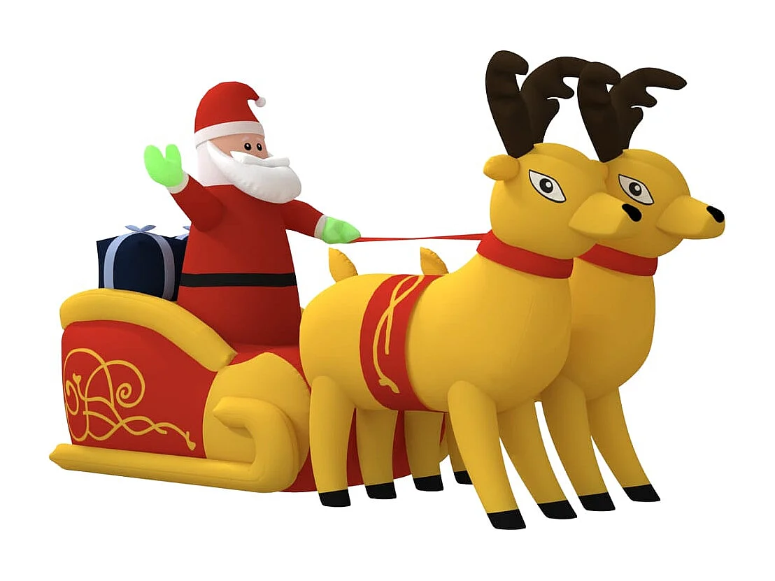 Decoración inflable LED Papá Noel y renos 130 cm