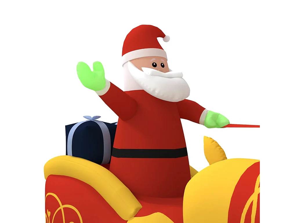 Decoración inflable LED Papá Noel y renos 130 cm