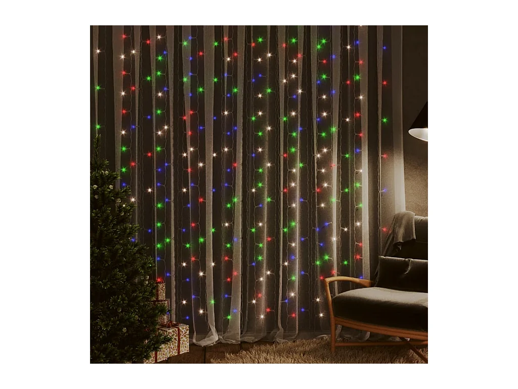 Rideaux lumineux à LED 3x3 m 300 LED Multicolore 8 fonctions