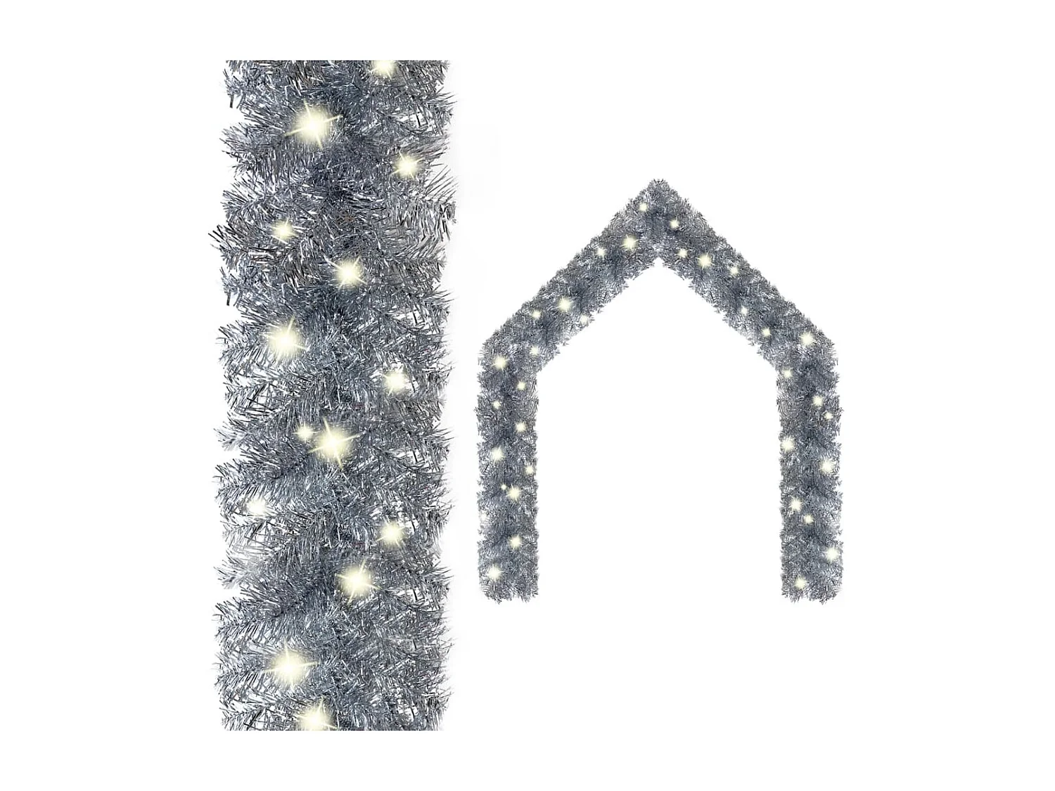 Weihnachtsgirlande mit LED-Lichtern 10 m Silber