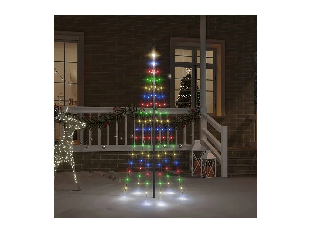 Albero di Natale su asta portabandiera 108 led colorati 180 cm
