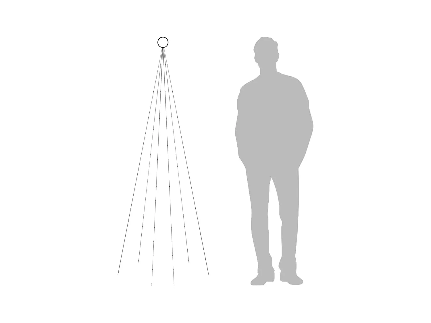 Weihnachtsbaum am Fahnenmast 108 farbige LEDs 180 cm