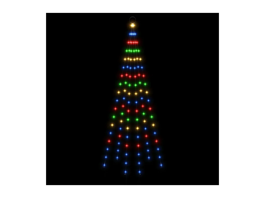 Weihnachtsbaum am Fahnenmast 108 farbige LEDs 180 cm