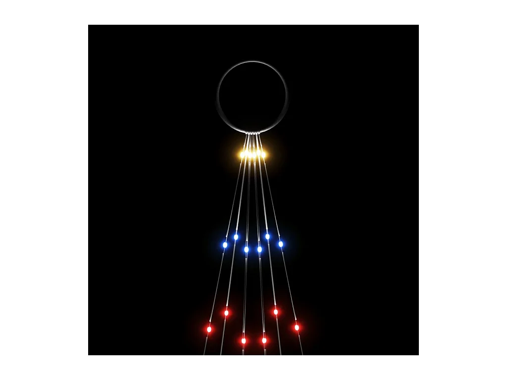 Weihnachtsbaum am Fahnenmast 108 farbige LEDs 180 cm