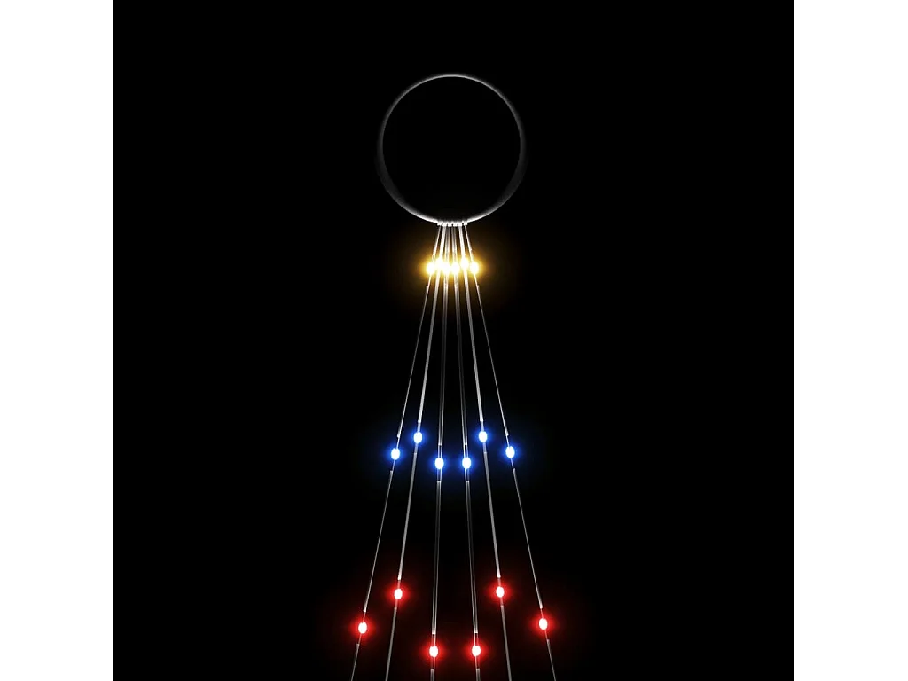 Sapin de Noël sur mât de drapeau 108 LED Colorées 180 cm