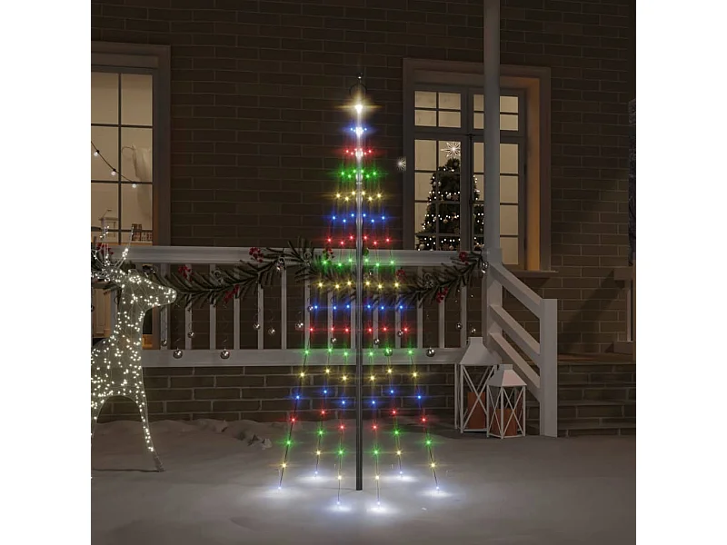 Sapin de Noël sur mât de drapeau 108 LED Colorées 180 cm
