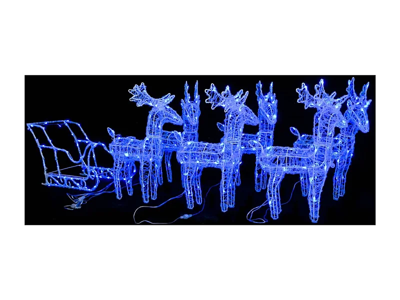 Décoration de Noël Rennes et traîneau 320 LED Acrylique
