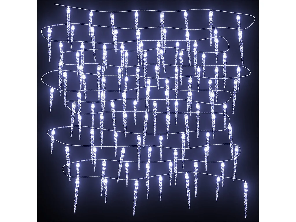 Weihnachts-Eiszapfen-Lichtgirlande 200 LEDs aus weißem Acryl-PVC