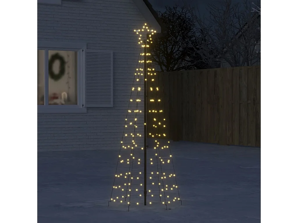 Arbre de Noël lumineux avec piquets 220 LED blanc chaud 180 cm