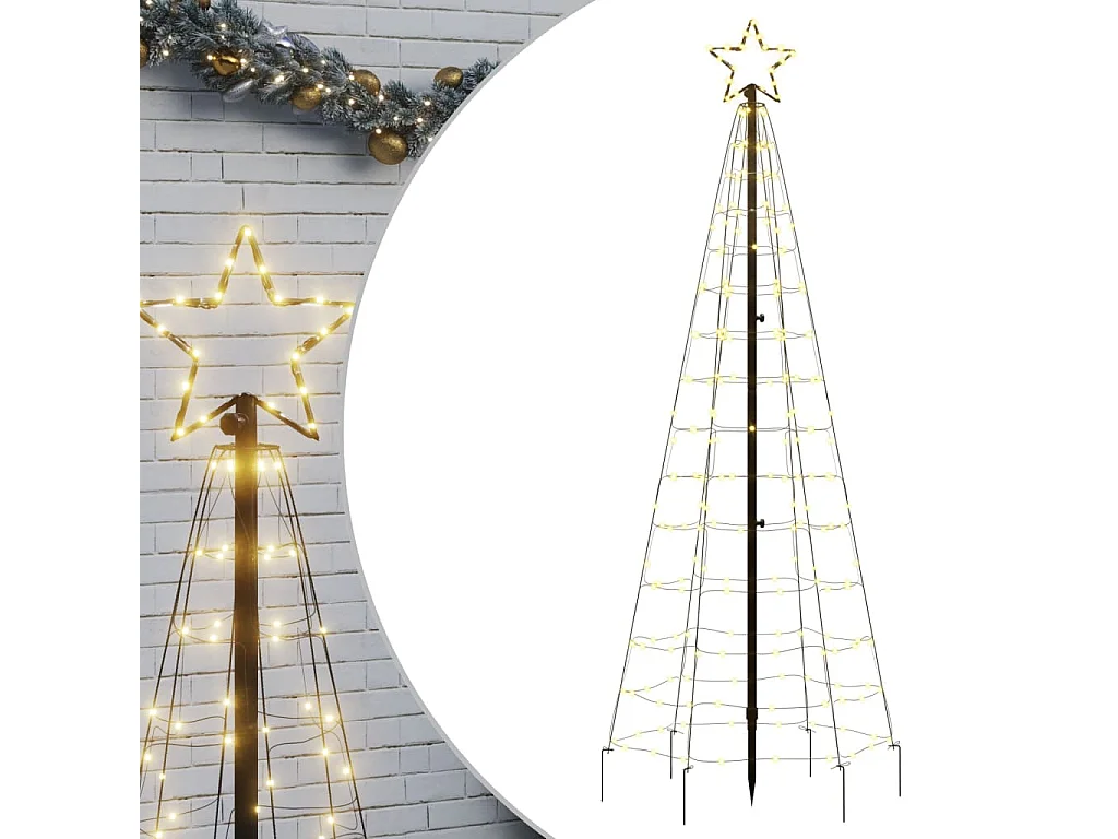 Arbre de Noël lumineux avec piquets 220 LED blanc chaud 180 cm