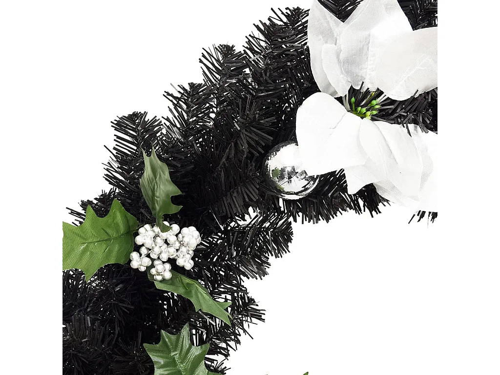Kerstkrans met LED-verlichting Zwart 60 cm PVC