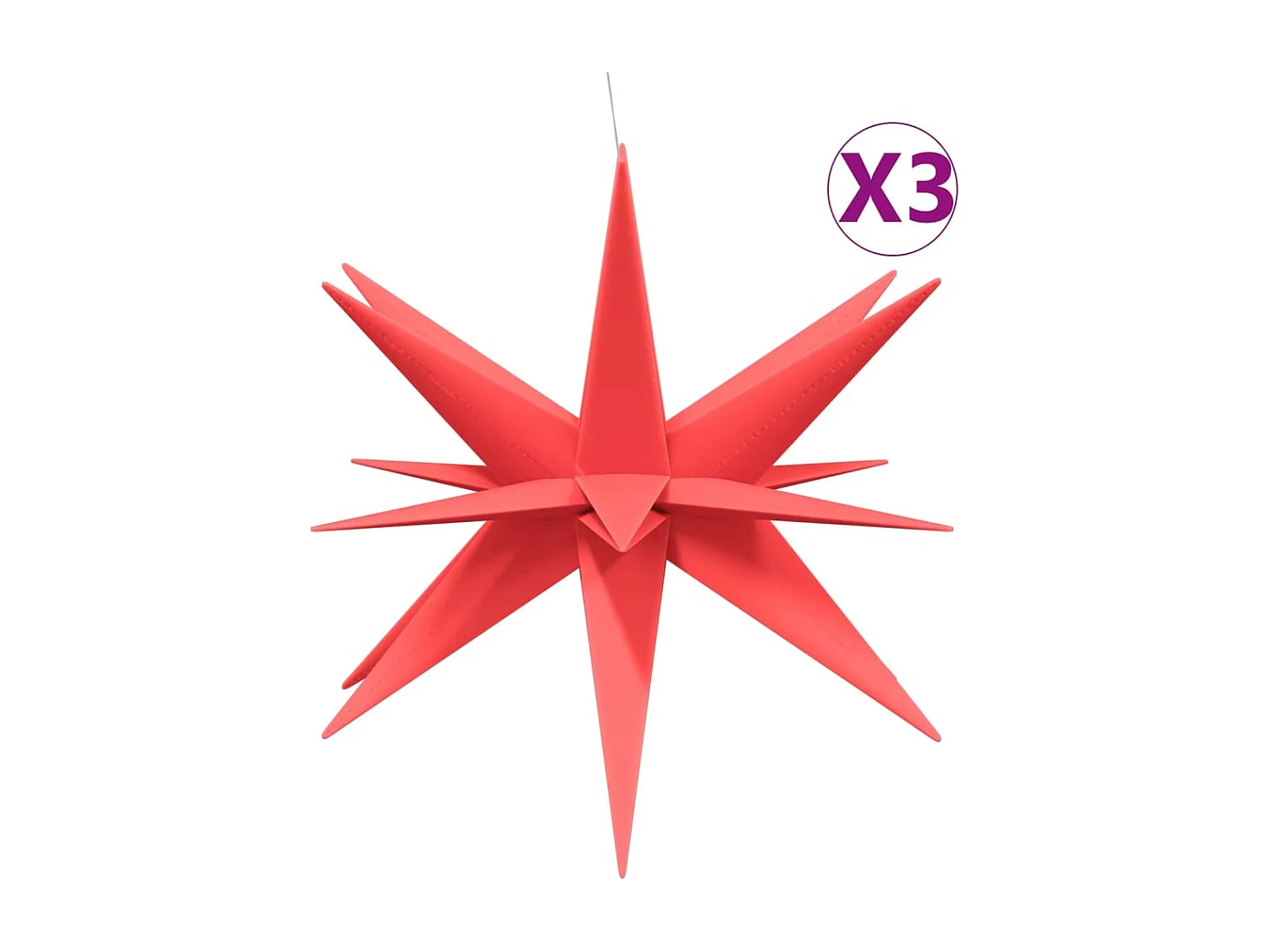 Luci natalizie con LED 3 pz pieghevoli rosse 100 cm