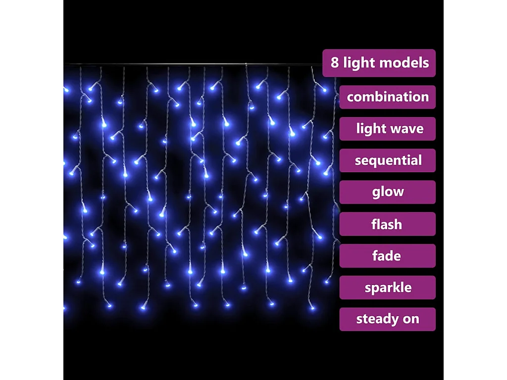 Cortina luminosa LED cubitos de hielo 10m 400 LED Azul 8 funciones