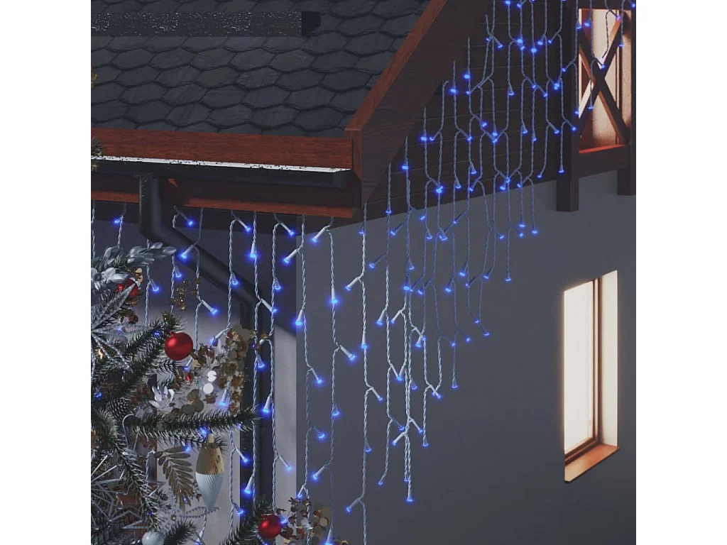 LED-Lichtervorhang Eiswürfel 10m 400 LED Blau 8 Funktionen