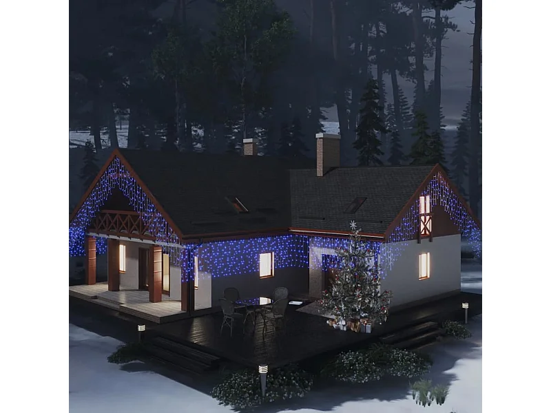 Rideau lumineux à glaçons LED 10m 400 LED Bleu 8 fonctions