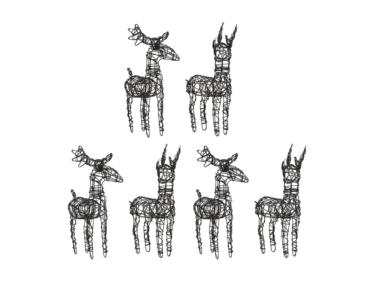 Decorações de Natal 6 peças renas 240 LED rattan branco quente