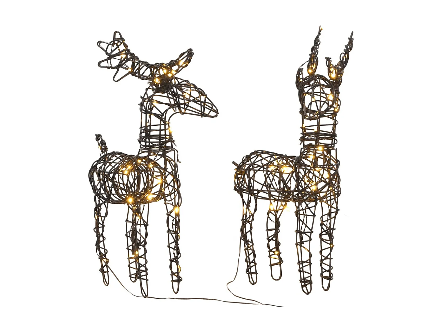 Decorações de Natal 6 peças renas 240 LED rattan branco quente