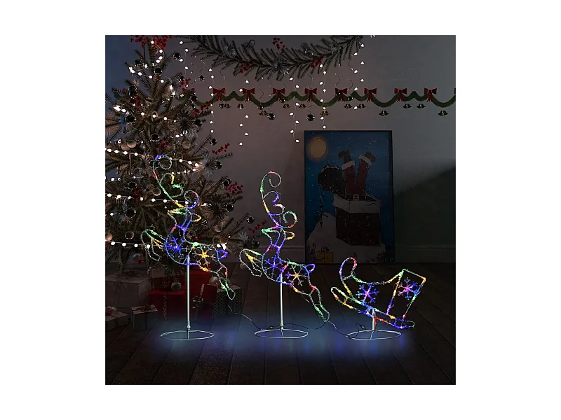 Renos/trineos volando Navidad Acrílico 260x21x87 cm Colorido