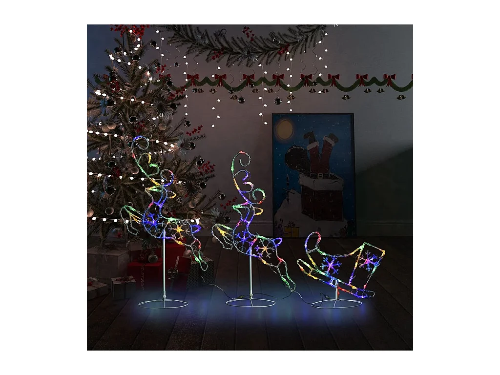 Renne/slitte volanti Natale Acrilico 260x21x87 cm Colorato