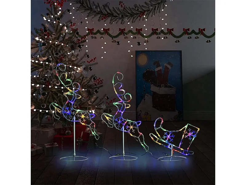 Renas/trenó voando Natal Acrílico 260x21x87 cm Colorido