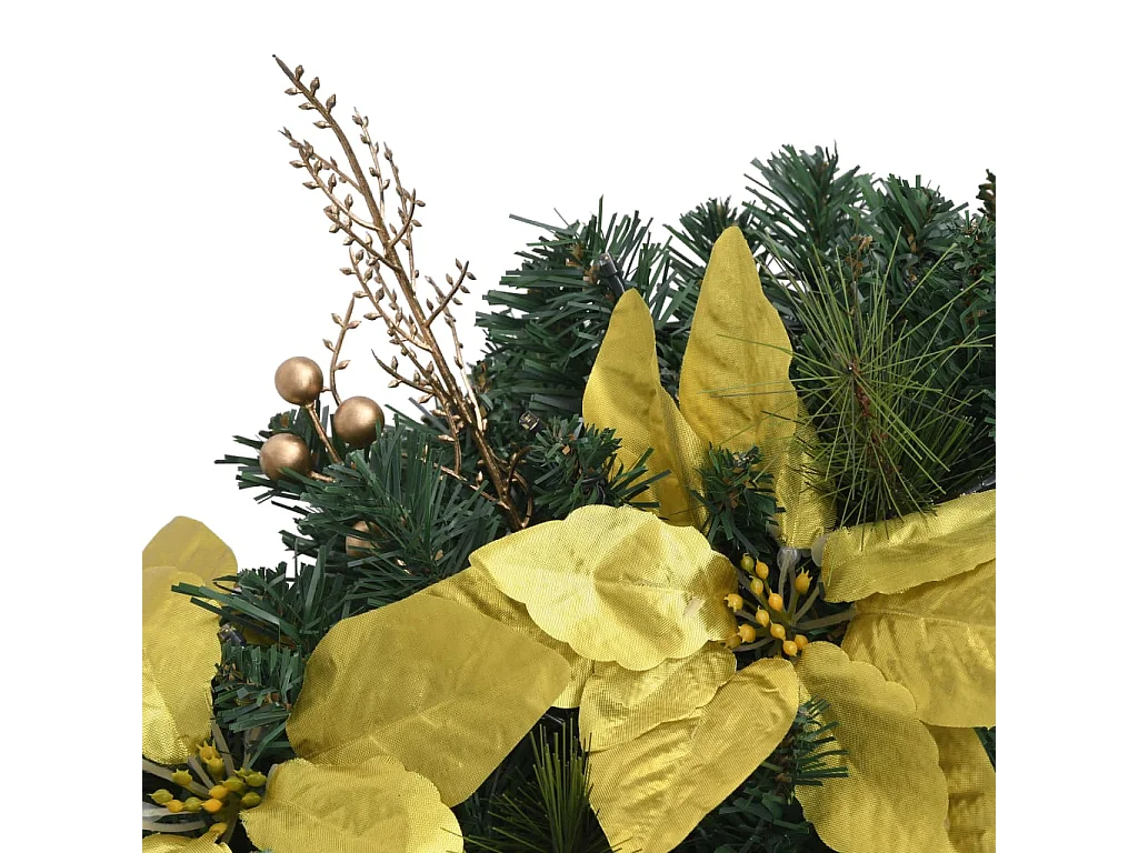 Kerstkrans met groene LED-lampjes 60 cm PVC